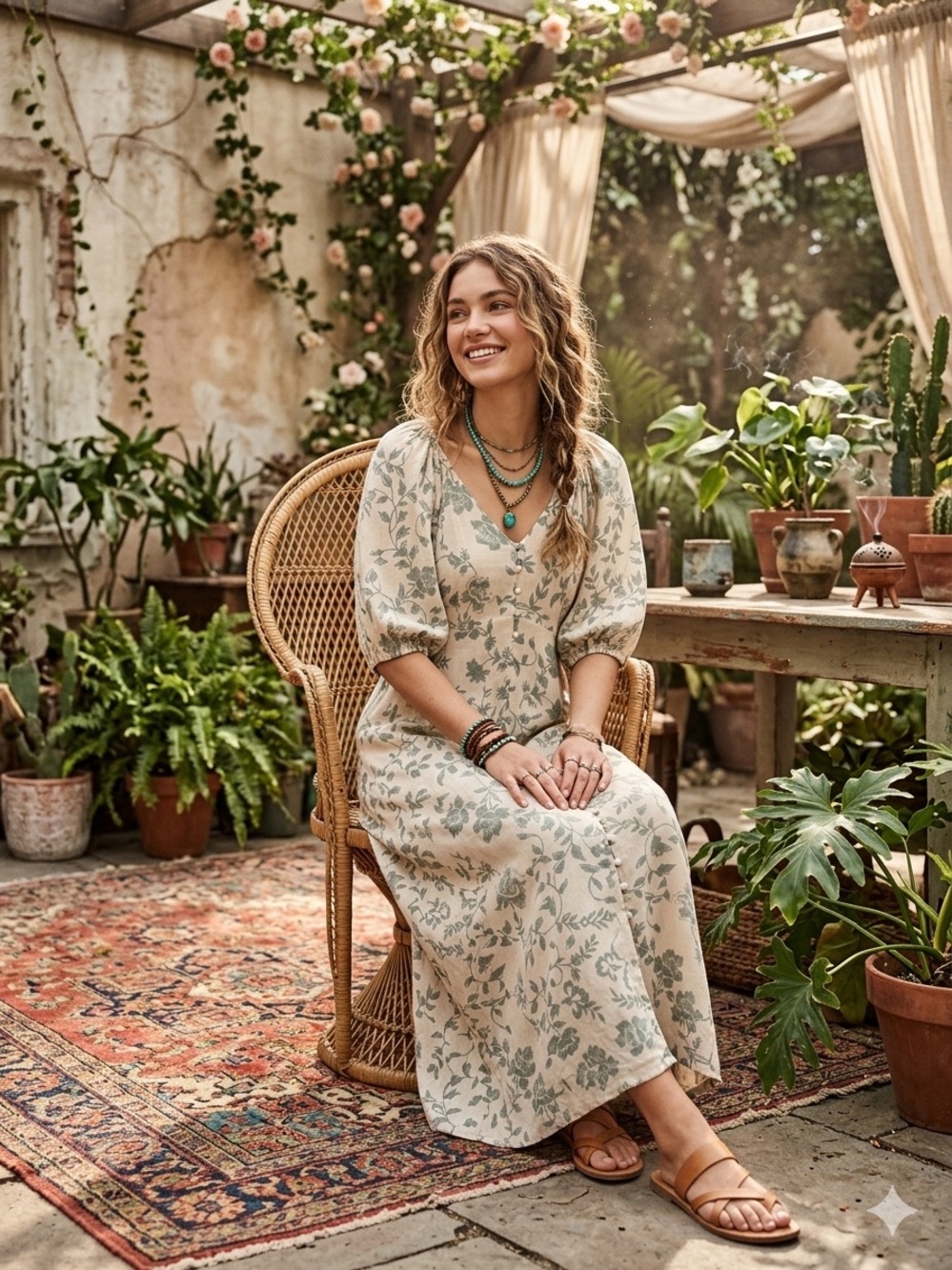 Lucky Brand Floral Button Front Maxi Dress Size M NWT